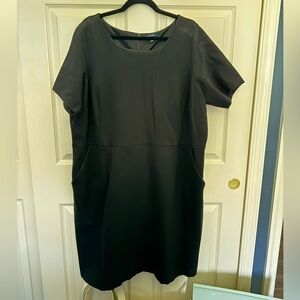 Lands’ End Elbow Sleeve Ponte Dress Plus Size Black 26w